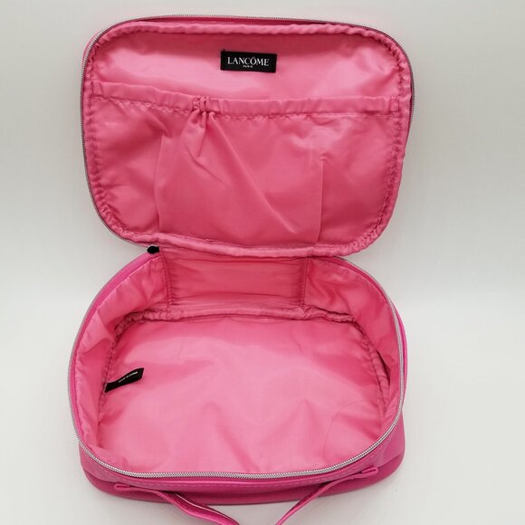 NEW Lancome Pink Cosmetics Makeup Bag Limited Edition 9.5"x7"x3" Travel Barbie - Picture 12 of 16